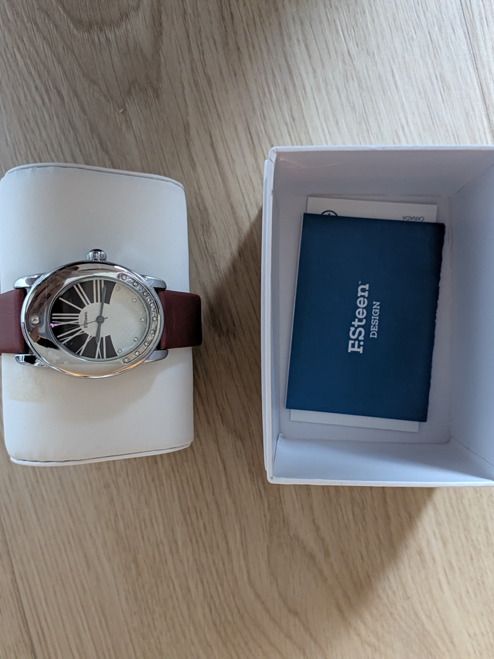 F.Steen Men's Brown Leather Strap Watch - Classic Silver Case